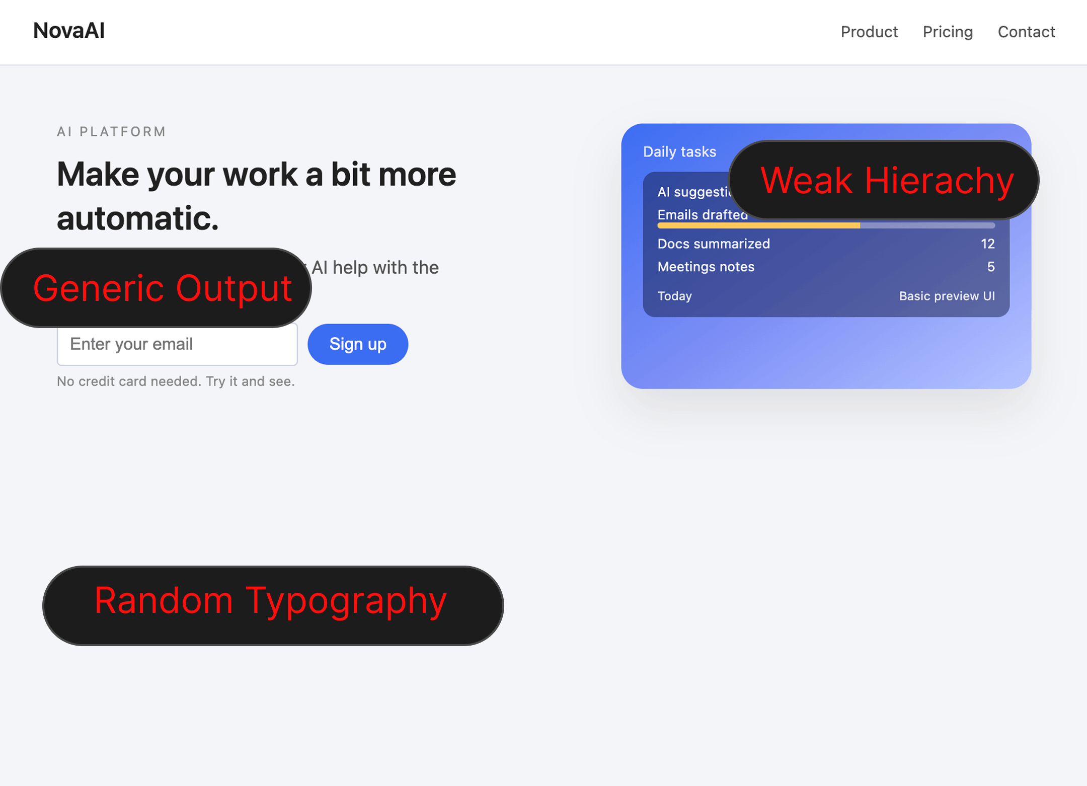 Improve layout hierarchy on the homepage before after comparison